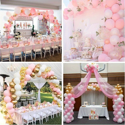 Kit de arco de balões rosa e branco com 40 peças, branco, rosa e dourado, adequado
