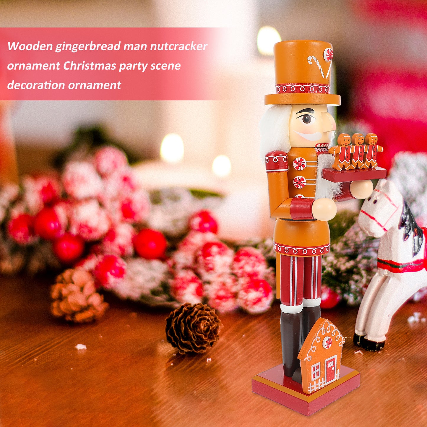 Boneco Quebra-Nozes do Chef de Gengibre - Tema de Pão de Gengibre Madeira Decoração