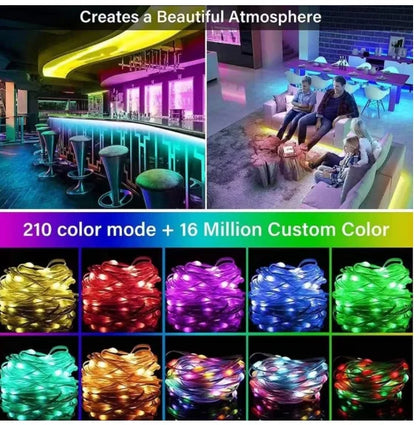 Fita Luzes Decorativas de LED com Cavalo Correndo Pisca Pisca Fita LED RGB 10M