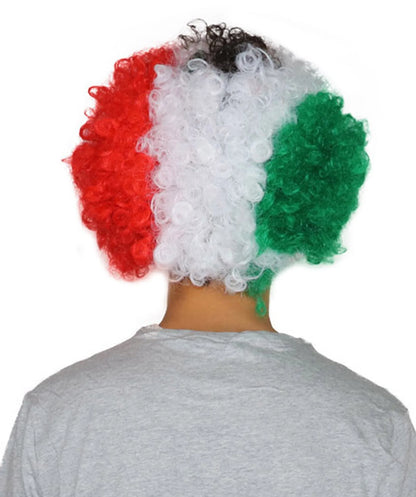 Peruca Copa do Mundo esportiva unissex para adultos | Peruca afro patriótica com touca