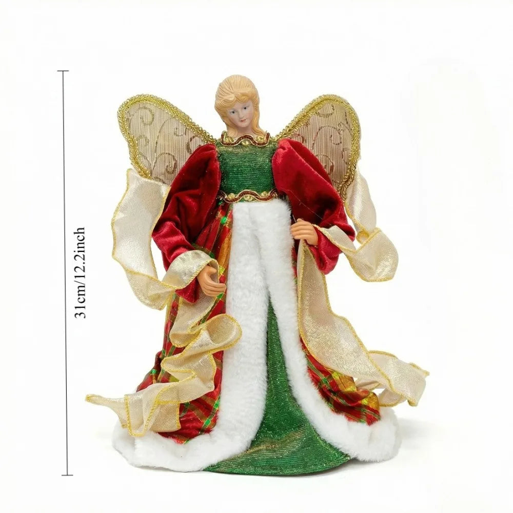 Ponteira de Árvore de Natal Tradicional em Formato de Anjo, Ponteira de Árvore de Natal para Shopping