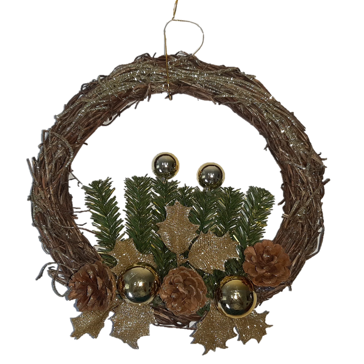 Guirlanda Natalina de Luxo para Porta de Entrada, Elegante para Decoração de Natal 30cm