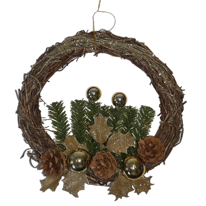 Guirlanda Natalina de Luxo para Porta de Entrada, Elegante para Decoração de Natal 30cm