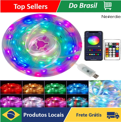 Fita Luzes Decorativas de LED com Cavalo Correndo Pisca Pisca Fita LED RGB 10M