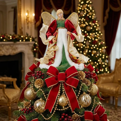 Ponteira de Árvore de Natal Tradicional em Formato de Anjo, Ponteira de Árvore de Natal para Shopping