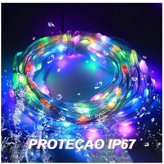 Fita Luzes Decorativas de LED com Cavalo Correndo Pisca Pisca Fita LED RGB 10M
