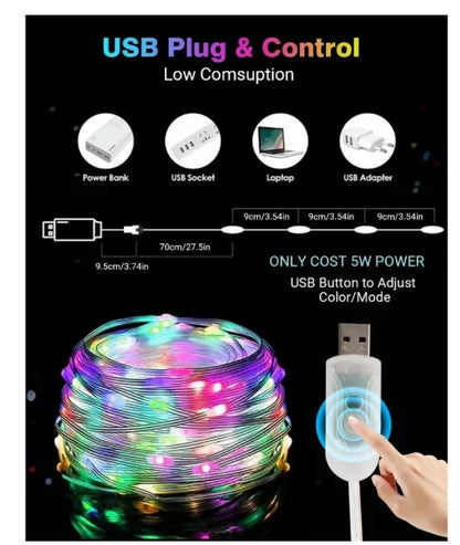 Fita Luzes Decorativas de LED com Cavalo Correndo Pisca Pisca Fita LED RGB 10M