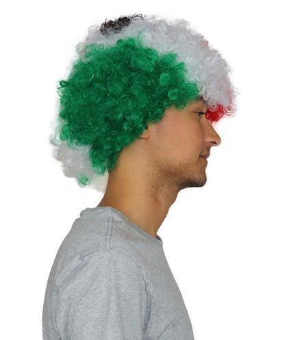 Peruca Copa do Mundo esportiva unissex para adultos | Peruca afro patriótica com touca