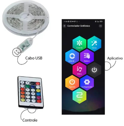 Fita Luzes Decorativas de LED com Cavalo Correndo Pisca Pisca Fita LED RGB 10M