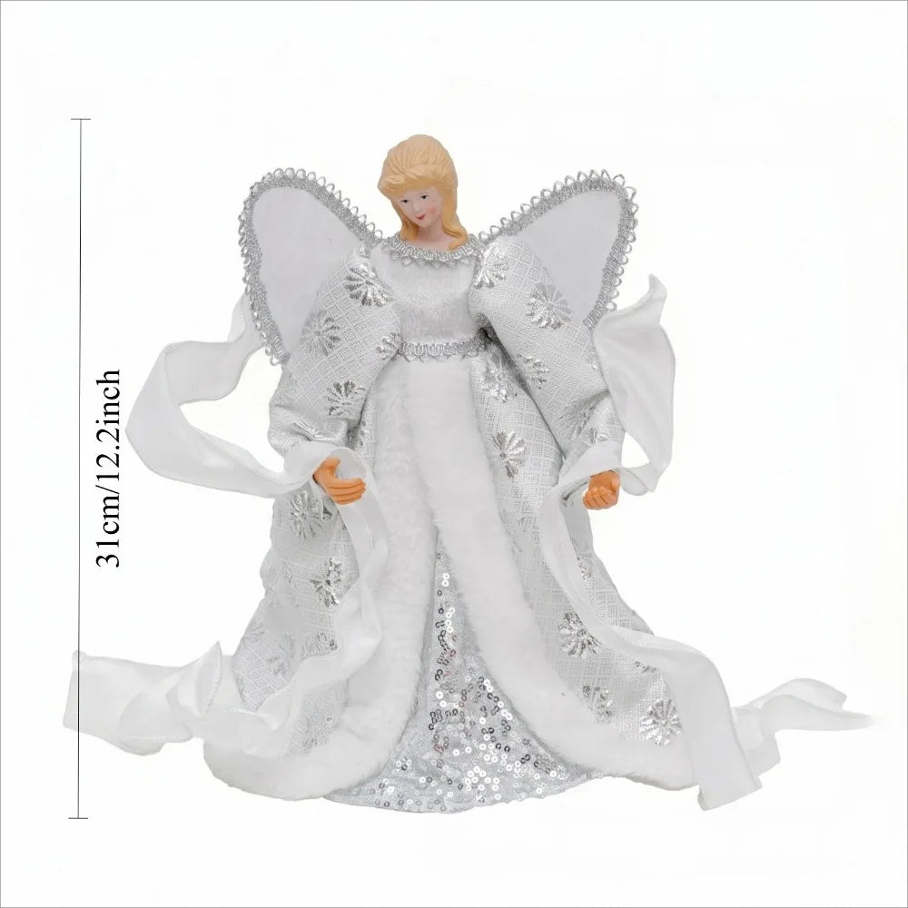 Ponteira de Árvore de Natal Tradicional em Formato de Anjo, Ponteira de Árvore de Natal para Shopping
