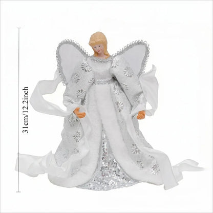Ponteira de Árvore de Natal Tradicional em Formato de Anjo, Ponteira de Árvore de Natal para Shopping