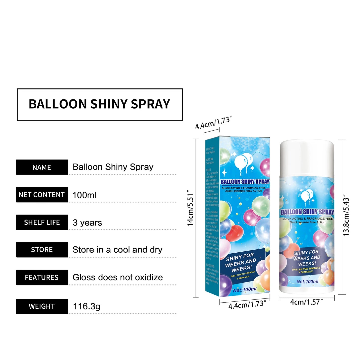 Spray alto brilho – brilho balão, brilho para balões látex, brilho instantâneo longa duração