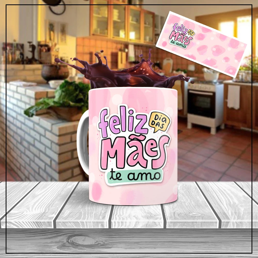 Caneca Bonita Dia Das Mães Presente Mãe Eu Te Amo Presente (Branca)