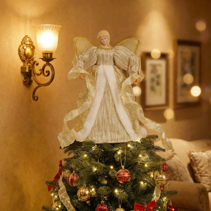 Ponteira de Árvore de Natal Tradicional em Formato de Anjo, Ponteira de Árvore de Natal para Shopping