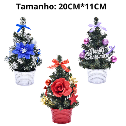 Mini árvore de Natal artificial de 20 cm pequena árvore de Natal com laço bola de Natal