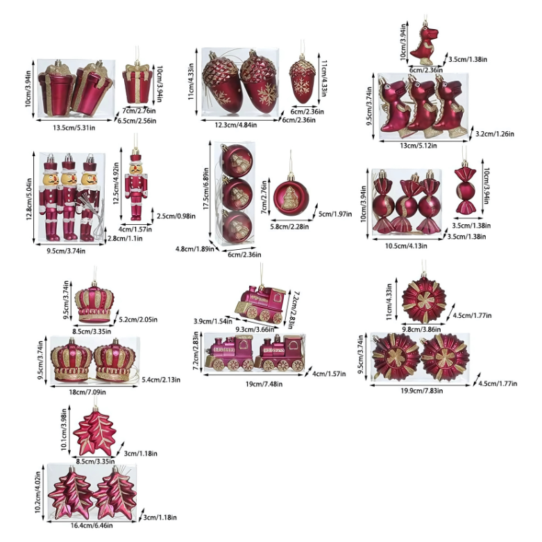 Kit enfeites coloridos árvore de Natal Pingentes De Enfeites De Natal De Plástico Decoração