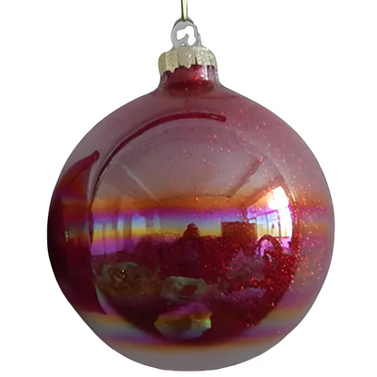 Bola de Natal Vidro Iridescente Borgonha Studio Ornamento de Bola de Nariz Tão Brilhante