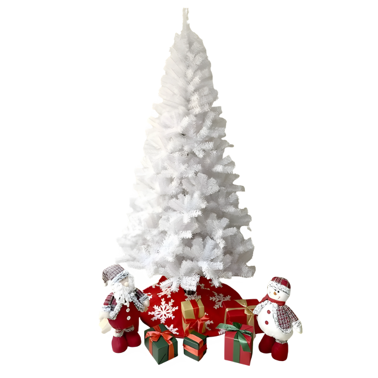 Árvore de Natal branco com neve artificial, árvore cheia de 2.1 M, suporte de metal festa