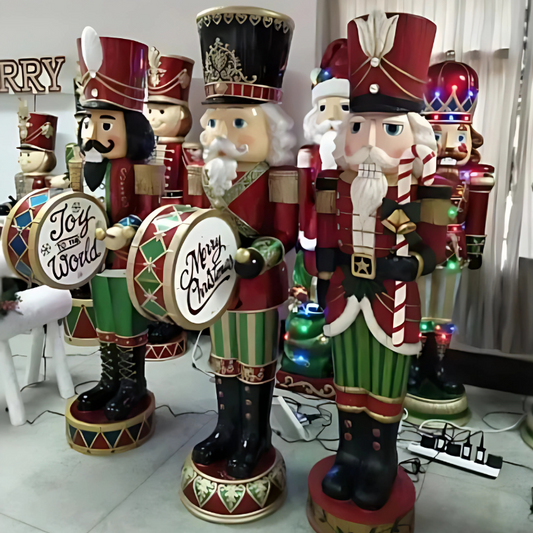 Estatueta de quebra-nozes de resina da Fraser Hill Farm com luzes LED multicoloridas