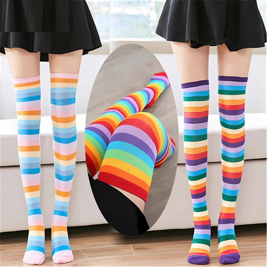 Meias coloridas palhaços do bem meias altas até o joelho, meias sensuais pernas, meias