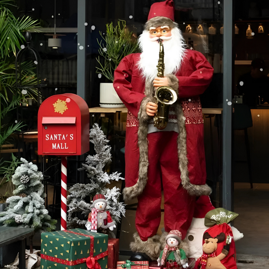 Papai Noel Dançante Animado Shopping Em Tamanho Real, Papai Noel Dançante Cantando