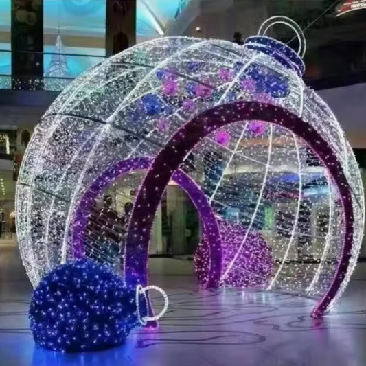 Bola de Natal Shopping Roxo Grande LED Exterior Metal Decorativa Arco de Natal 3m