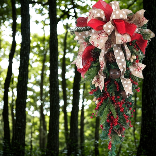 Guirlanda de Natal Enfeite de Natal, Coroa de Fita, Pinha, Porta, Suporte de Lágrima, Coroa