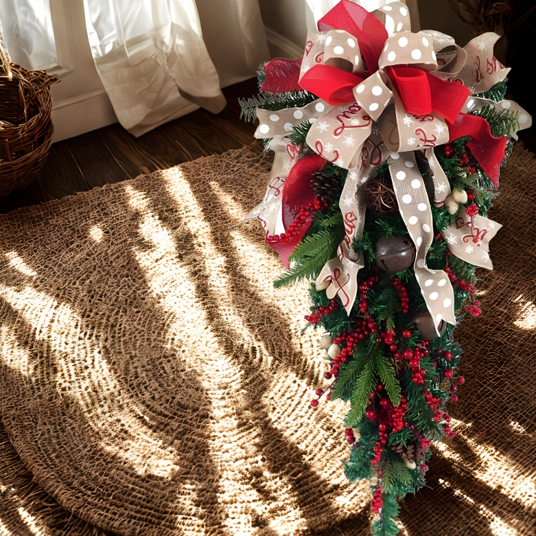 Guirlanda de Natal Enfeite de Natal, Coroa de Fita, Pinha, Porta, Suporte de Lágrima, Coroa