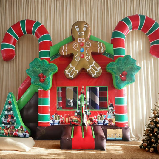Casa inflável de gengibre 13 pés arco gigante de doces de Natal, inflável de shopping