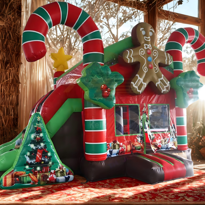 Casa inflável de gengibre 13 pés arco gigante de doces de Natal, inflável de shopping