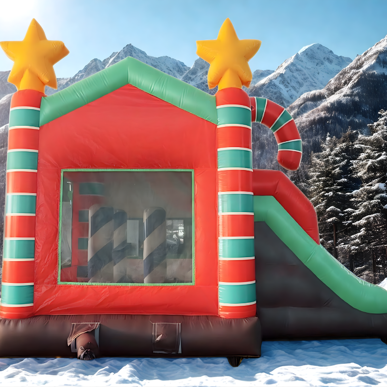 Casa inflável de gengibre 13 pés arco gigante de doces de Natal, inflável de shopping