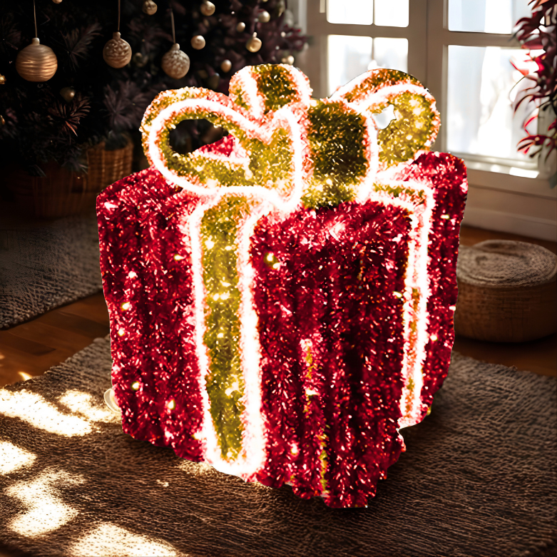 Decoração de Natal ao ar livre LED 3D Caixas de presente iluminadas Presentes