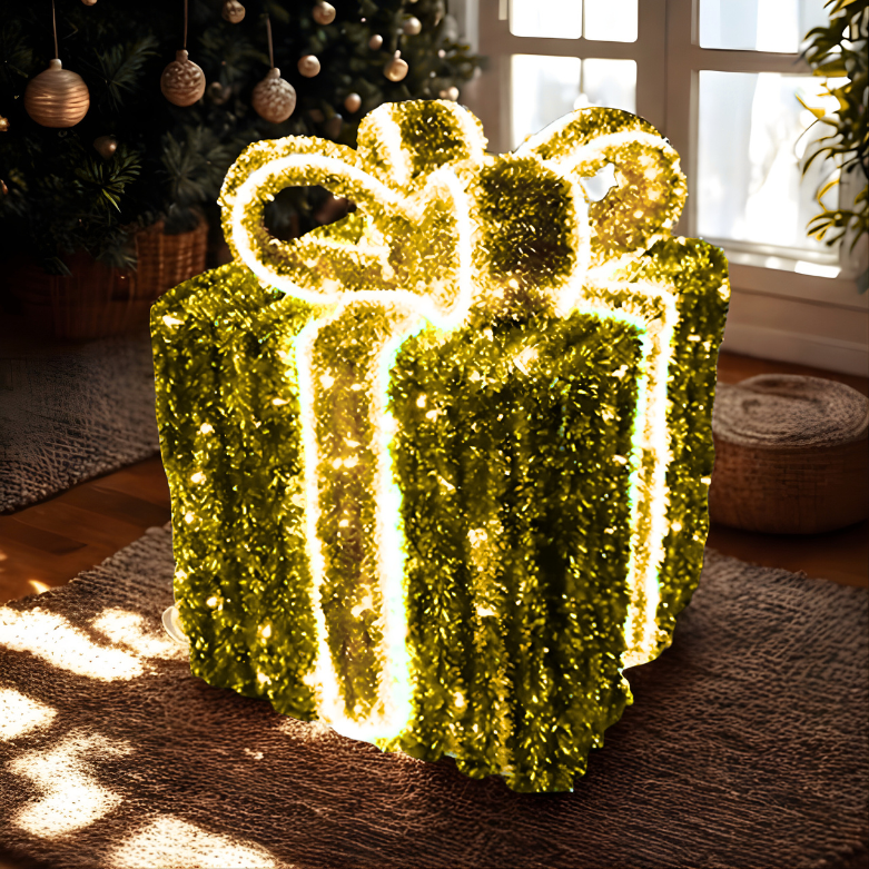 Decoração de Natal ao ar livre LED 3D Caixas de presente iluminadas Presentes