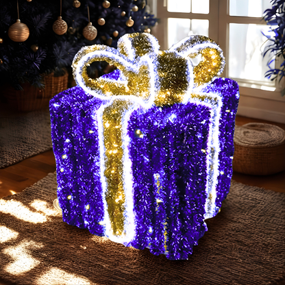 Decoração de Natal ao ar livre LED 3D Caixas de presente iluminadas Presentes