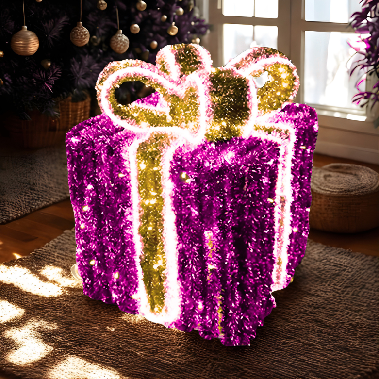 Decoração de Natal ao ar livre LED 3D Caixas de presente iluminadas Presentes