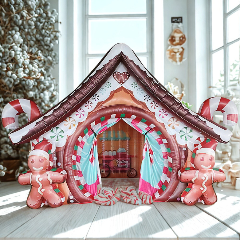 Casa inflável de Natal 3D inflável Natal ao ar livre LED 3D Arco Natal Inflável Grande Enfeite