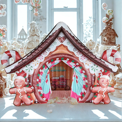 Casa inflável de Natal 3D inflável Natal ao ar livre LED 3D Arco Natal Inflável Grande Enfeite