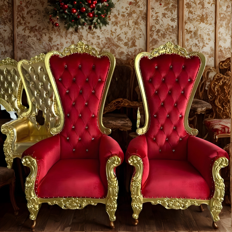 Poltrona Do Papai Noel Trono Grande Duplo Cadeira Natal Cor Vermelho