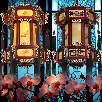 Luminária de madeira retrô Lustre antigo chinês, luminária pendente de lanterna palácio