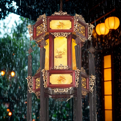 Luminária de madeira retrô Lustre antigo chinês, luminária pendente de lanterna palácio