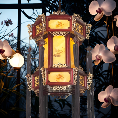 Luminária de madeira retrô Lustre antigo chinês, luminária pendente de lanterna palácio