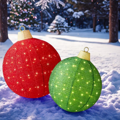 Luminária Bola de Natal Vermelho conjunto de 3 peças de enfeites de Natal grandes bolas