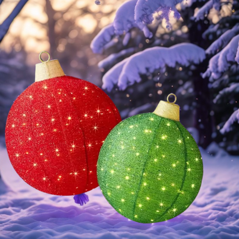 Luminária Bola de Natal Vermelho conjunto de 3 peças de enfeites de Natal grandes bolas