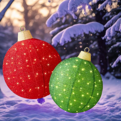 Luminária Bola de Natal Vermelho conjunto de 3 peças de enfeites de Natal grandes bolas
