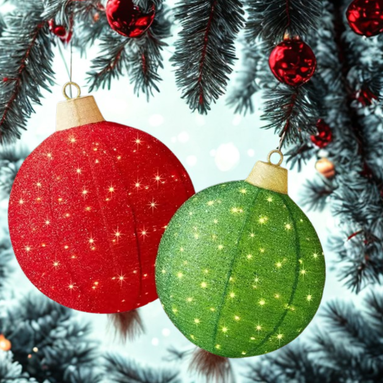 Luminária Bola de Natal Vermelho conjunto de 3 peças de enfeites de Natal grandes bolas