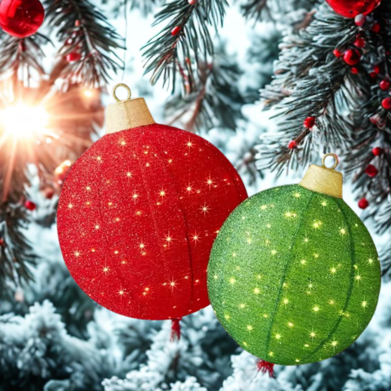 Luminária Bola de Natal Vermelho conjunto de 3 peças de enfeites de Natal grandes bolas