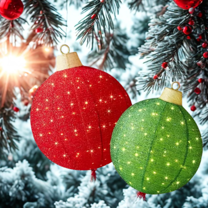 Luminária Bola de Natal Vermelho conjunto de 3 peças de enfeites de Natal grandes bolas