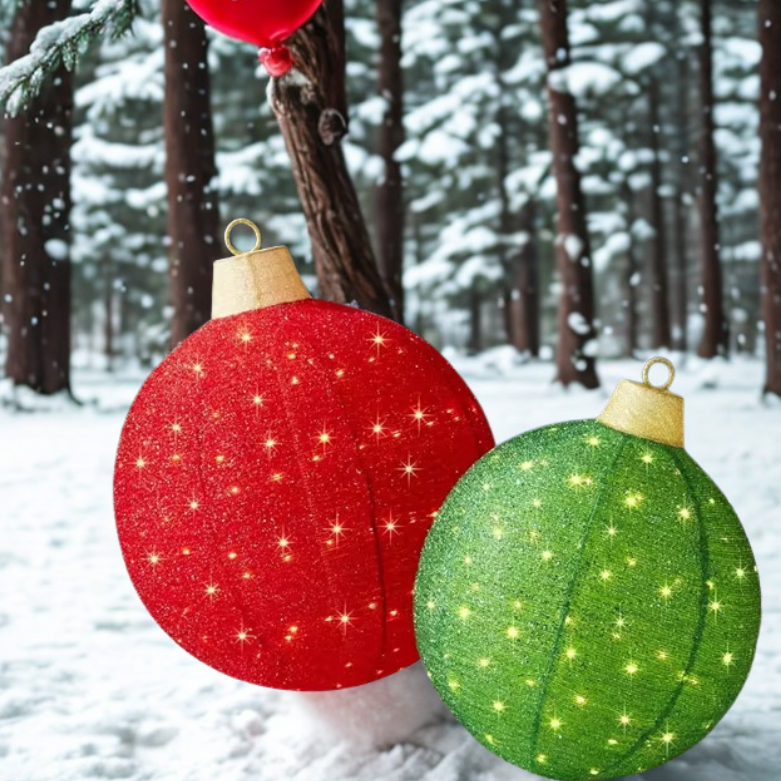Luminária Bola de Natal Vermelho conjunto de 3 peças de enfeites de Natal grandes bolas