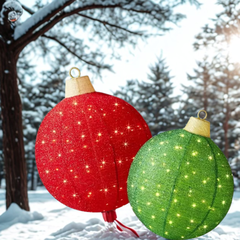 Luminária Bola de Natal Vermelho conjunto de 3 peças de enfeites de Natal grandes bolas