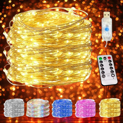 Luzes decorativas LED Fio De Fada Cordão Led 10 Metros 100 Leds Usb C/ Controle